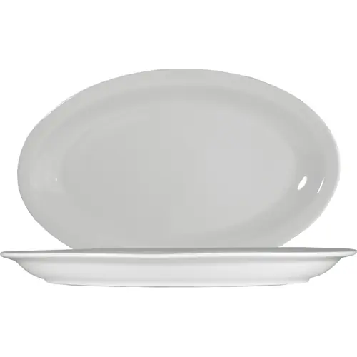 RESTPOSTEN Platte ROMA Porzellan weiß oval 365 mm x 230 mm Neue Ware